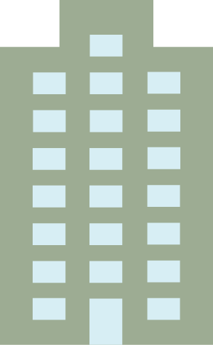 illustration på grönt lägenhetshus