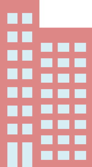 illustration på rött lägenhetshus