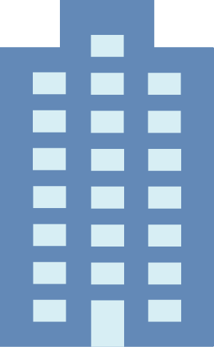 illustration på blått lägenhetshus